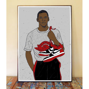 11x17 YOUNG MICHAEL AIR JORDAN DRAWING ART PRINT